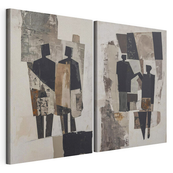 Twee kunstwerken met mensen Modulaire canvasprint Twee kunstwerken met mensen