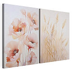Modulaire canvasprint Schilderij van bloemen en tarwe