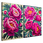 Modulaire canvasprint Kleurrijke bloemen in volle bloei