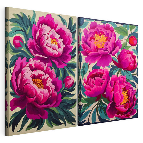 Kleurrijke bloemen in volle bloei Modulaire canvasprint Kleurrijke bloemen in volle bloei