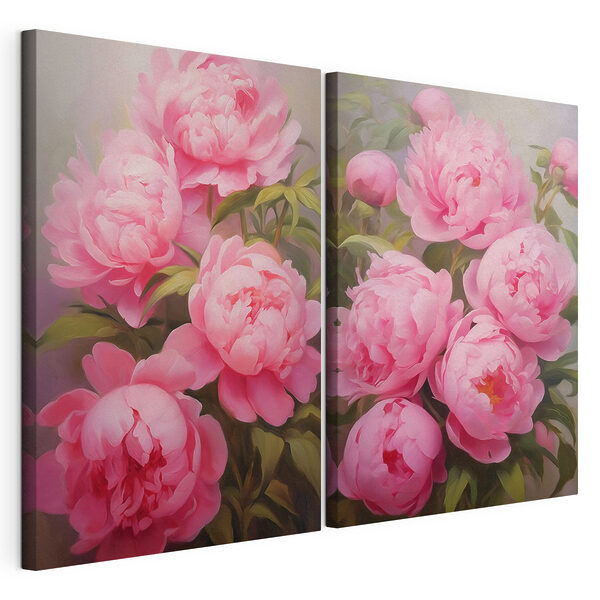 Zachtroze bloemen in sierlijke harmonie Modulaire canvasprint Zachtroze bloemen in sierlijke harmonie