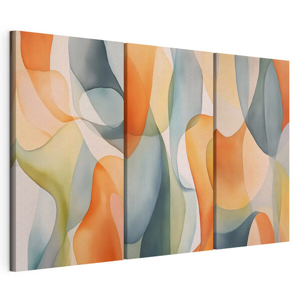 Modulaire canvasprint - Subtiele tinten zorgen voor vloeiende vormen