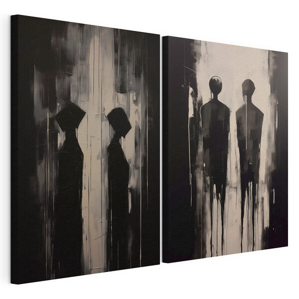 Schilderij van een paar mensen Modulaire canvasprint Schilderij van een paar mensen