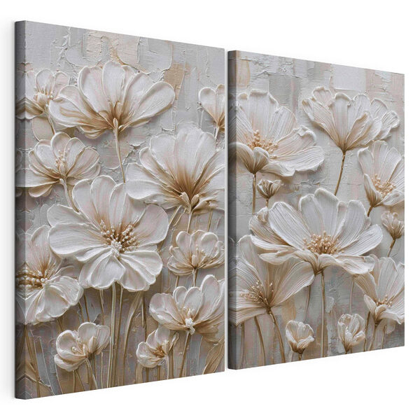 Verfijnde bloemen in zachte tinten Modulaire canvasprint Verfijnde bloemen in zachte tinten