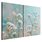 Modulaire canvasprint Delicate bloemen in zachte tinten