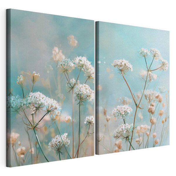 Delicate bloemen in zachte tinten Modulaire canvasprint Delicate bloemen in zachte tinten