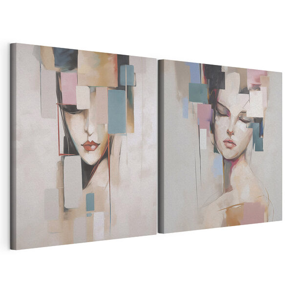 Schilderij van een vrouw Modulaire canvasprint Schilderij van een vrouw