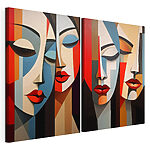 Modulaire canvasprint Collage van een schilderij van het gezicht van een vrouw