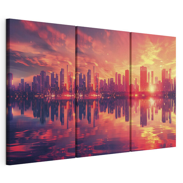 Stadsgezicht met een waterpartij Modulaire canvasprint Stadsgezicht met een waterpartij