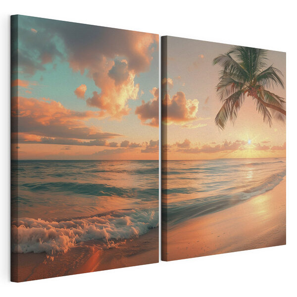 Palmboom op een strand Modulaire canvasprint Palmboom op een strand