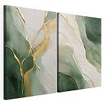 Modulaire canvasprint Schilderij in groene en witte kleuren
