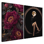 Modulaire canvasprint Collage van een vrouw die op een bloem zit