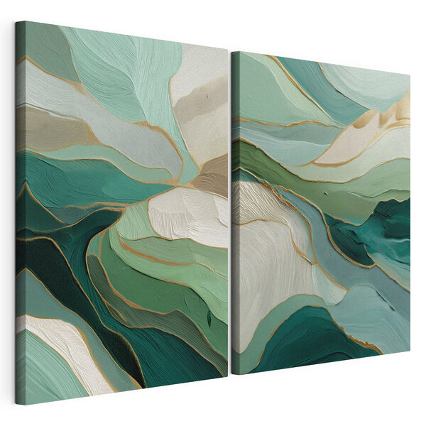 Twee afbeeldingen van een schilderij Modulaire canvasprint Twee afbeeldingen van een schilderij