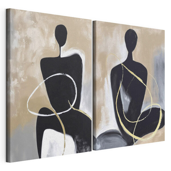 Modulaire canvasprint Twee kunstwerken van een vrouw