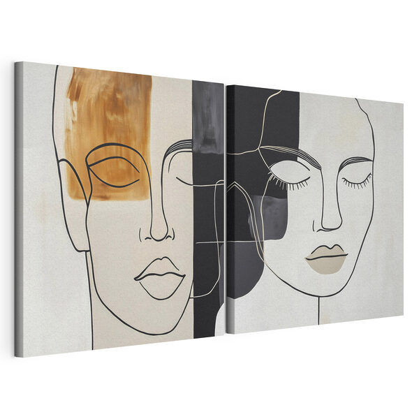 Modulaire canvasprint Schilderij van het gezicht van een vrouw