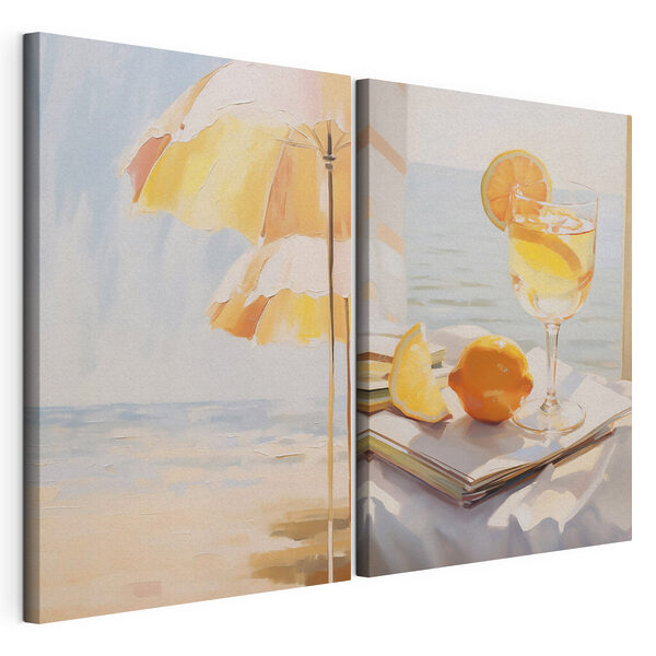 Modulaire canvasprint Schilderij van een drankje en een citroen