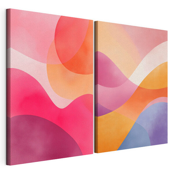 Levendige golven van kleur en vorm Modulaire canvasprint Levendige golven van kleur en vorm
