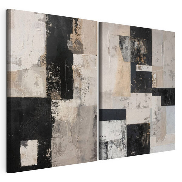 Modulaire canvasprint Collage van zwart-witte kunstwerken