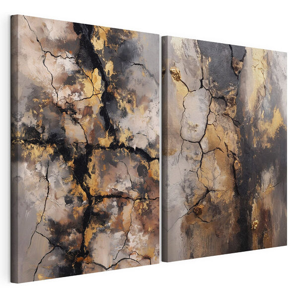 Abstracte patronen in aardetinten Modulaire canvasprint Abstracte patronen in aardetinten