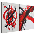 Modulaire canvasprint Rode en zwarte verf op een wit oppervlak