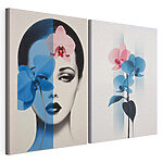 Modulaire canvasprint Vrouw met bloemen op haar hoofd