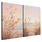 Modulaire canvasprint Zachte golven ontmoeten goudkleurig gras
