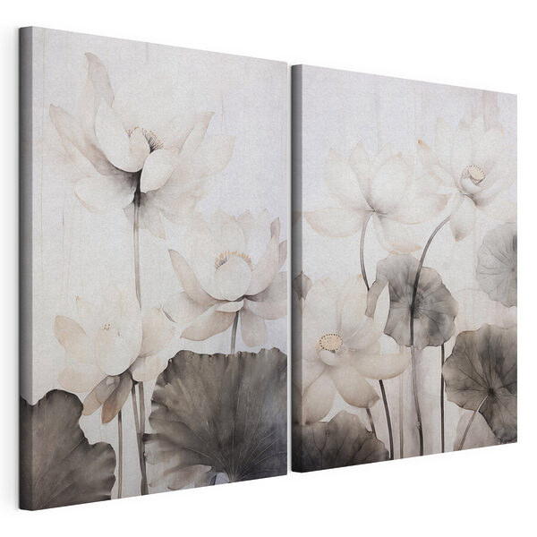 Verfijnde bloesems in zachte tinten Modulaire canvasprint Verfijnde bloesems in zachte tinten