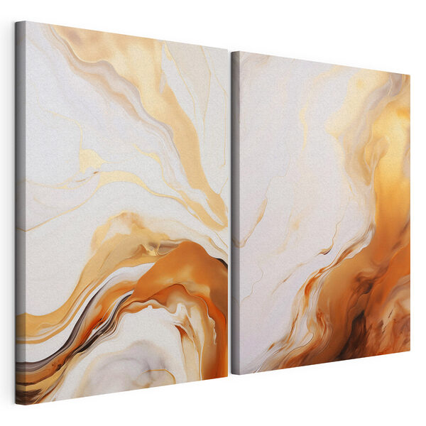 Modulaire canvasprint Vloeiende patronen in warme tinten