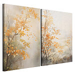 Modulaire canvasprint Schilderij van bomen met gele bladeren