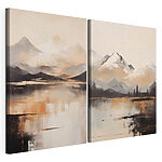 Modulaire canvasprint Schilderij van bergen en een meer
