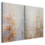 Modulaire canvasprint Schilderij van bomen in een bos