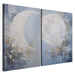Modulaire canvasprint Schilderij van een maan en een boom