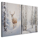 Modulaire canvasprint Herten in de sneeuw