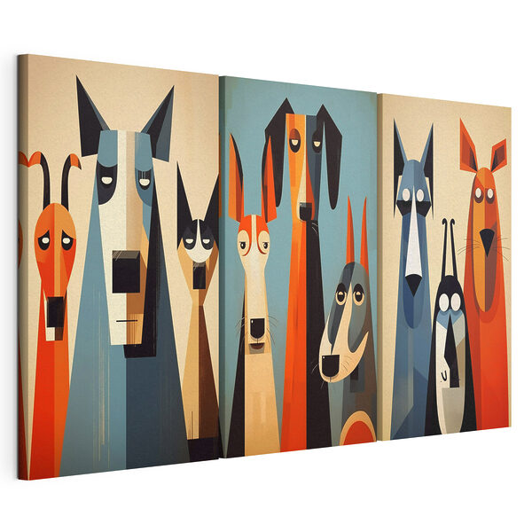 Reeks schilderijen van honden Modulaire canvasprint Reeks schilderijen van honden