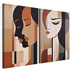Modulaire canvasprint Twee schilderijen van vrouwen in verschillende kleuren