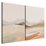 Modulaire canvasprint Screenshot van een schilderij van een strand en bergen