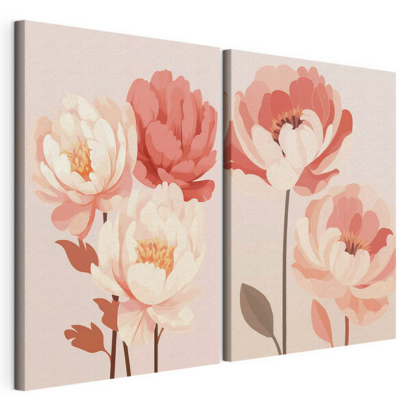 Prachtige bloemen in zachte tinten Modulaire canvasprint Prachtige bloemen in zachte tinten