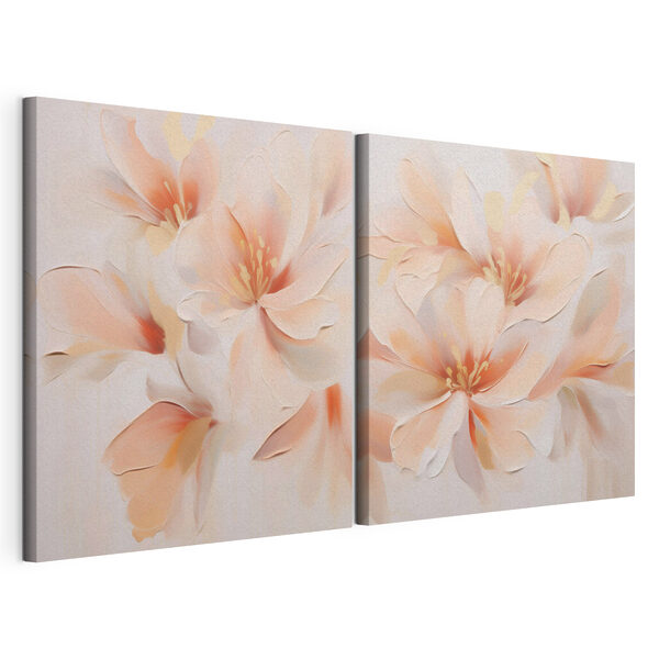 Zachte bloemen in subtiele tinten Modulaire canvasprint Zachte bloemen in subtiele tinten