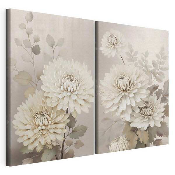 Zachte bloemen in subtiele tinten Modulaire canvasprint Zachte bloemen in subtiele tinten