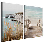 Modulaire canvasprint Houten loopbrug die naar het strand leidt