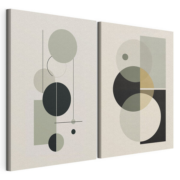 Een paar kunstwerken met cirkels en lijnen Modulaire canvasprint Een paar kunstwerken met cirkels en lijnen