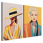 Modulaire canvasprint Een paar vrouwen met hoeden op