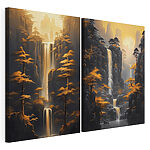 Modulaire canvasprint Waterval in de bergen