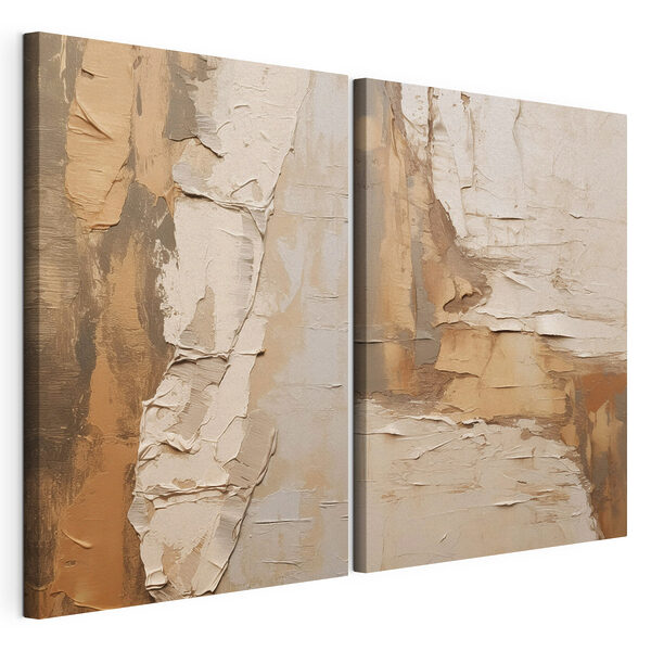 Abstracte texturen in warme tinten Modulaire canvasprint Abstracte texturen in warme tinten