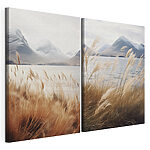 Modulaire canvasprint De serene bergen spiegelen zich in het rustige water