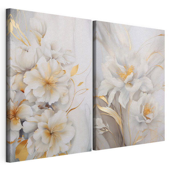 Verfijnde bloesems in zachte tinten Modulaire canvasprint Verfijnde bloesems in zachte tinten
