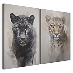 Modulaire canvasprint Schilderij van een luipaard en een cheeta