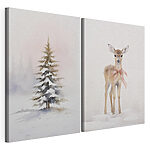 Modulaire canvasprint Herten in de sneeuw