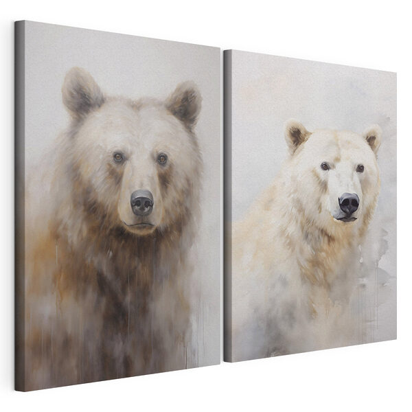 Schilderij van een beer Modulaire canvasprint Schilderij van een beer