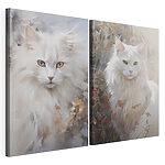 Modulaire canvasprint Witte kat met gele ogen